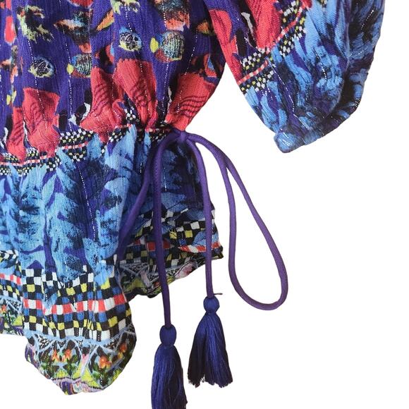 Desigual Off-the-shoulder Blouson Loose Fit Blouse, Elastic Waist, size M - Picture 11 of 11